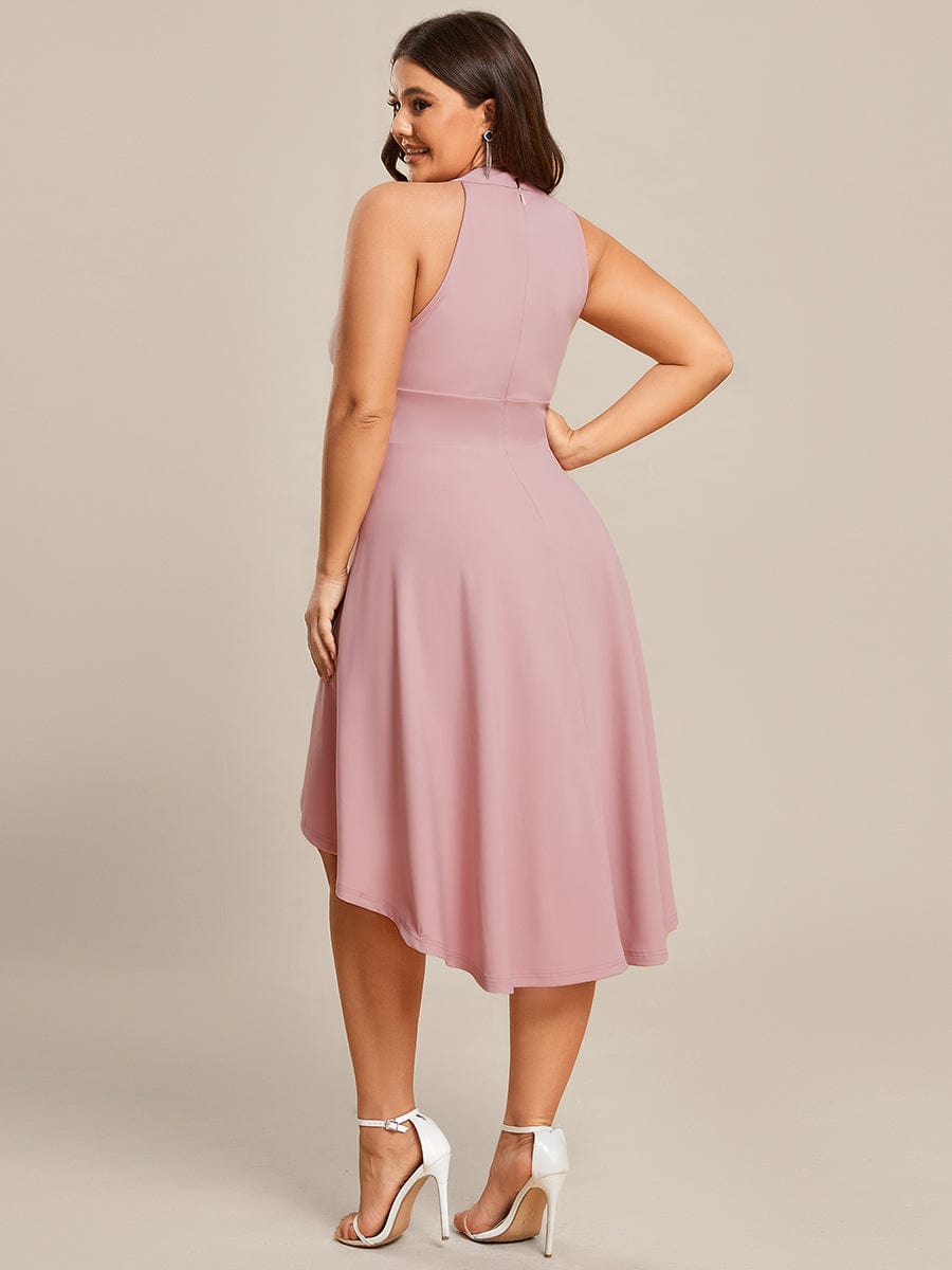 Chic Halterneck Knee-Length Wedding Guest Dress