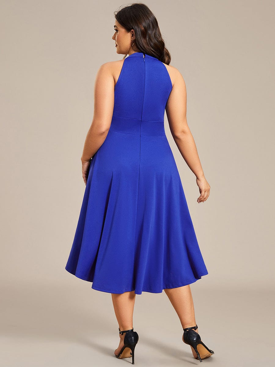 Chic Halterneck Knee-Length Wedding Guest Dress