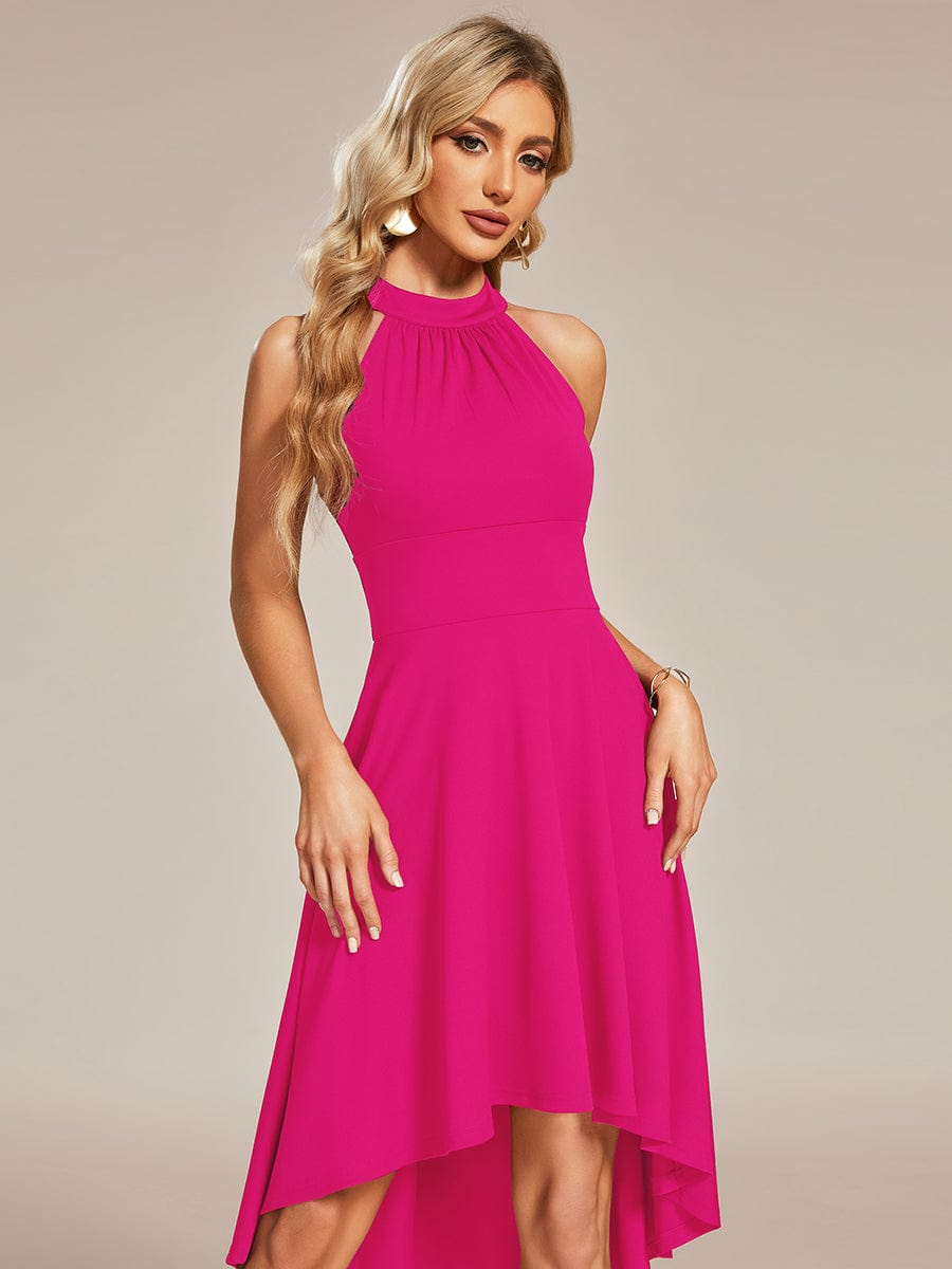 Chic Halterneck Knee-Length Wedding Guest Dress