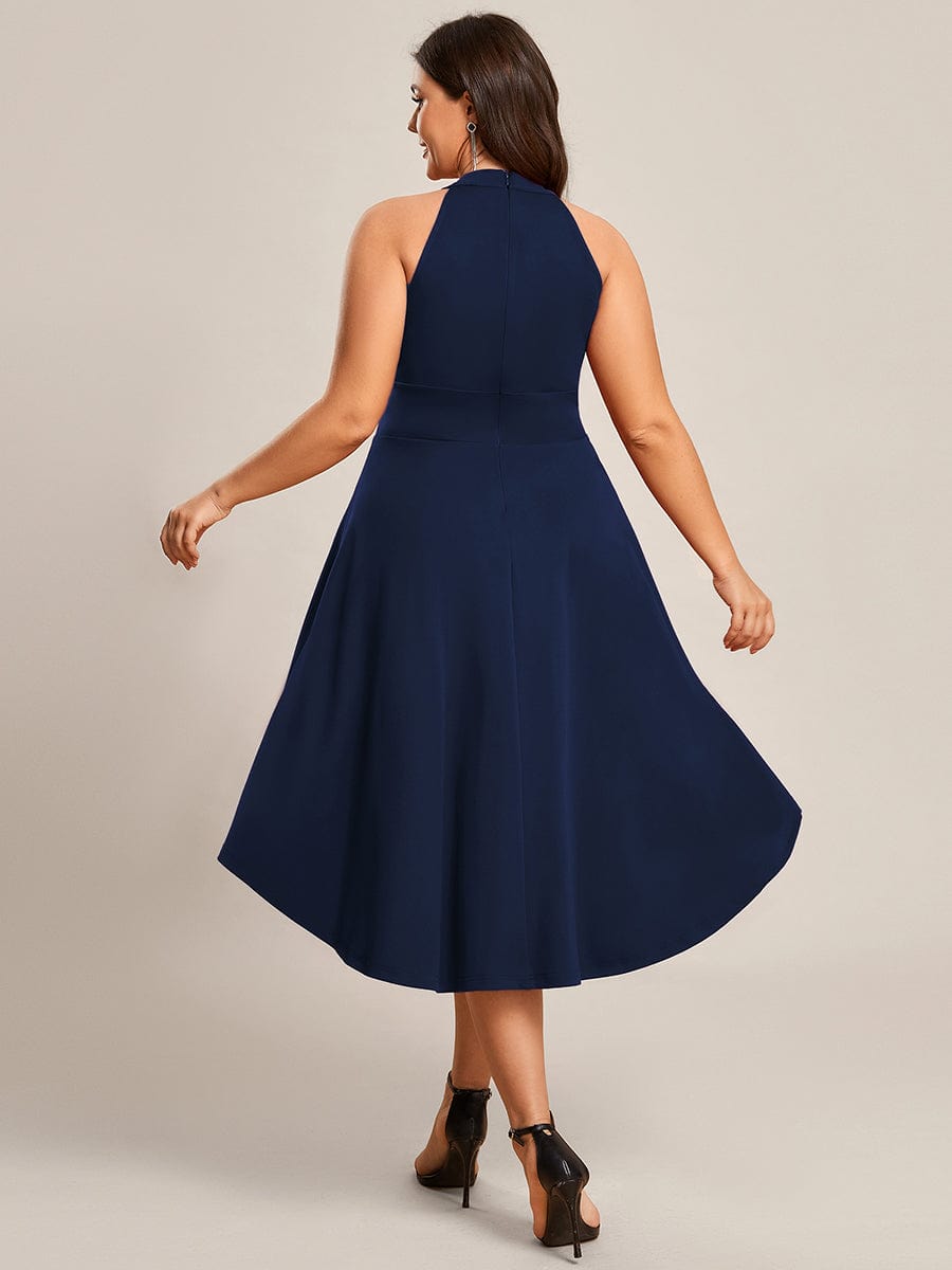 Chic Halterneck Knee-Length Wedding Guest Dress