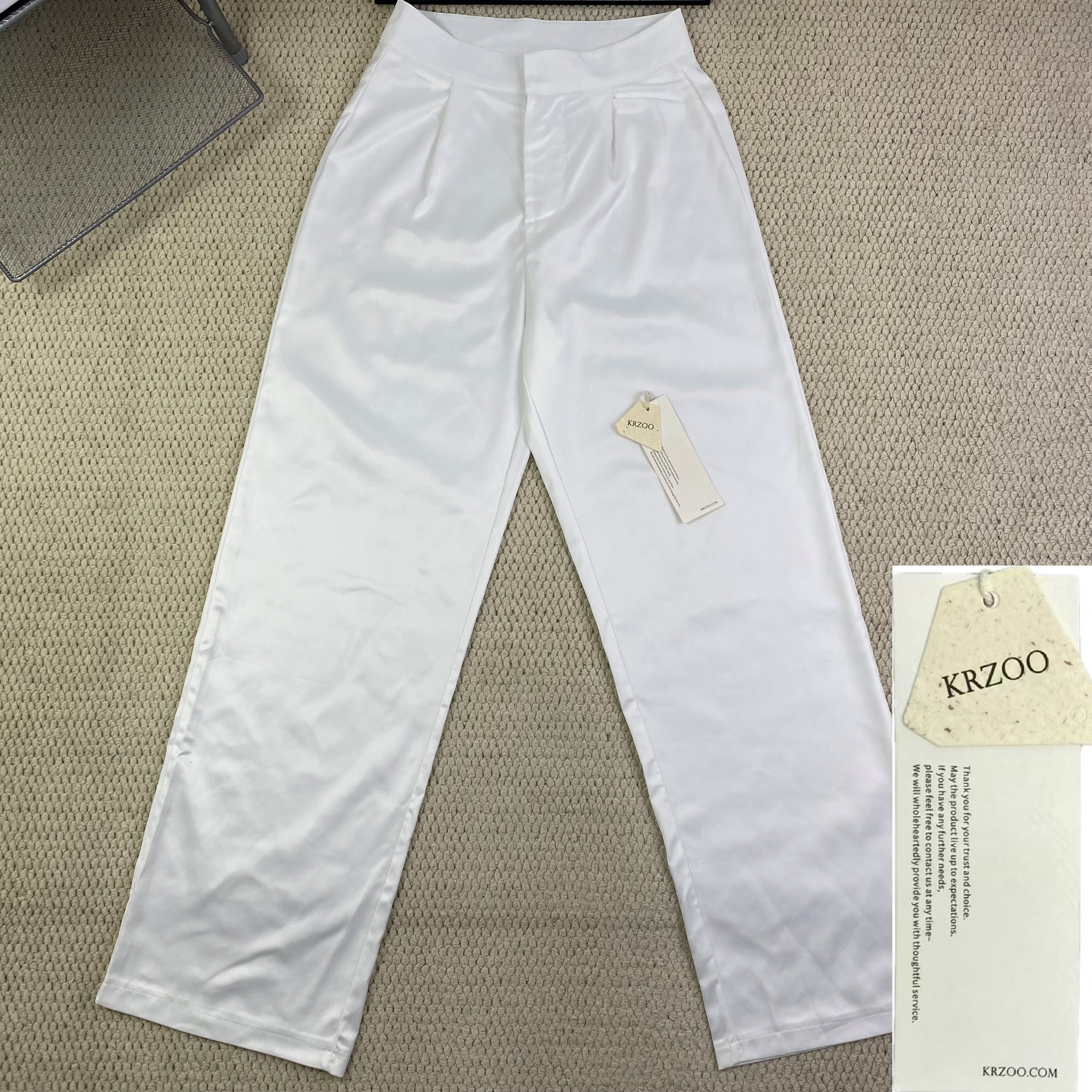 White straight-leg cool pants