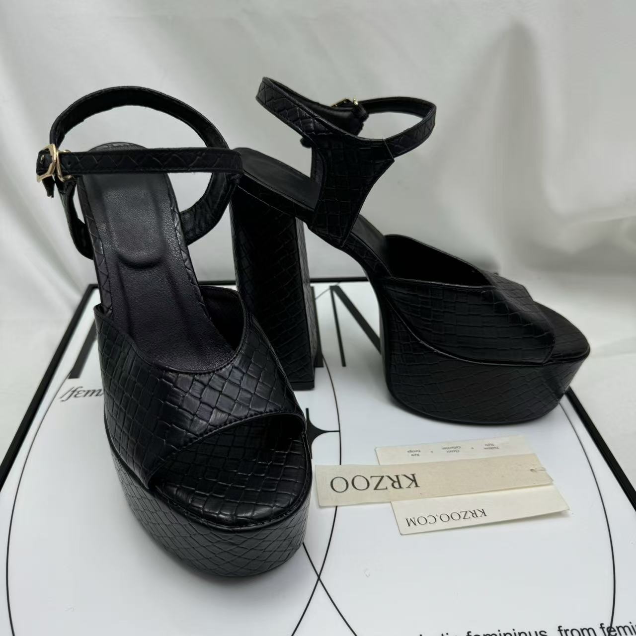 Thick-soled waterproof platform high heels