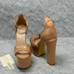 Waterproof platform mid-heel thick-soled high heel