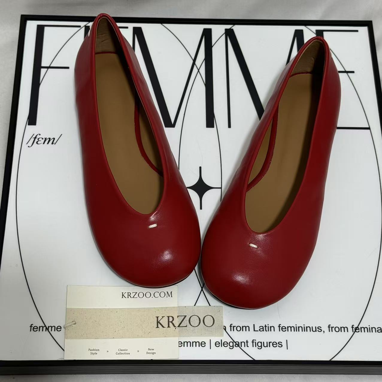 Round-Toed Little Red Slip-Ons