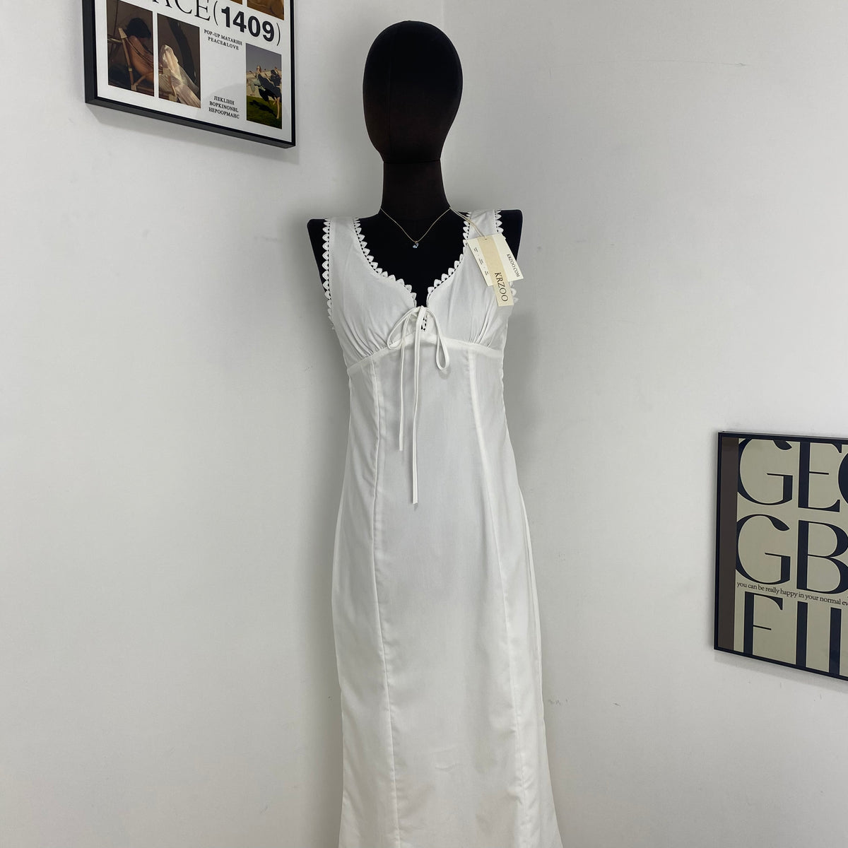 Lace-Trimmed Fishtail Dress