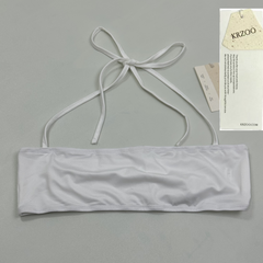 Cotton one-piece neckless plunging top