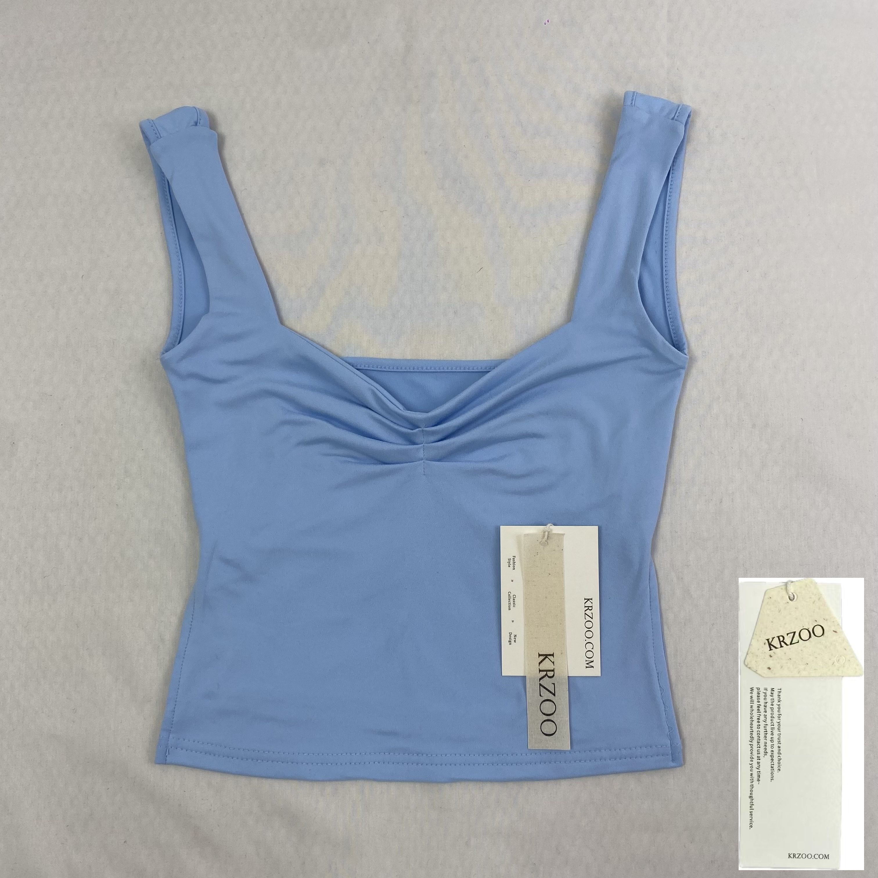 Square-neck wrinkled halter-neck backless T-shirt