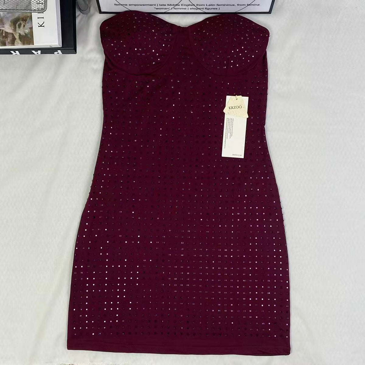 Stitched diamond fish-shaped sleeveless dress