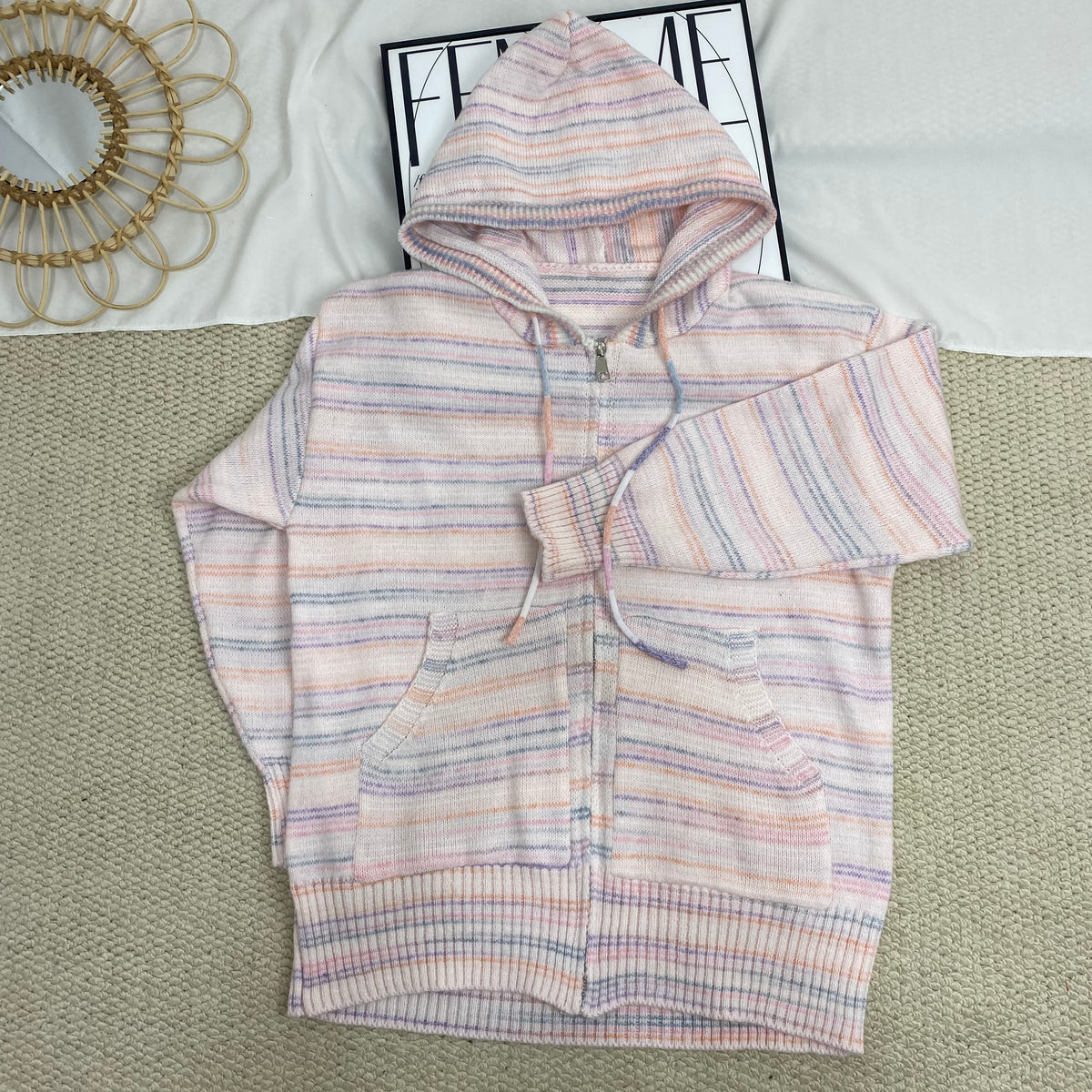 Striped knit cardigan