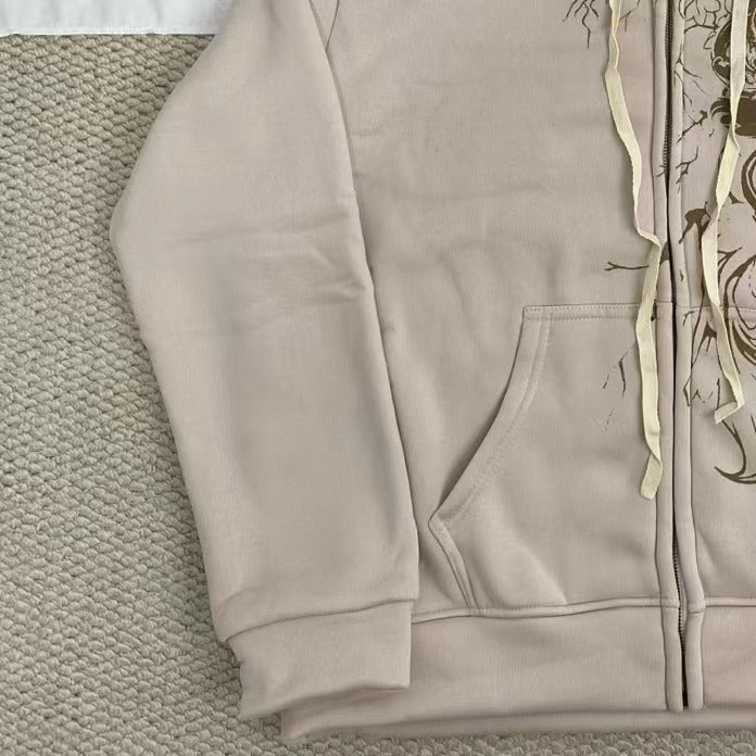 Street  Style Printed ip-Up Jacket