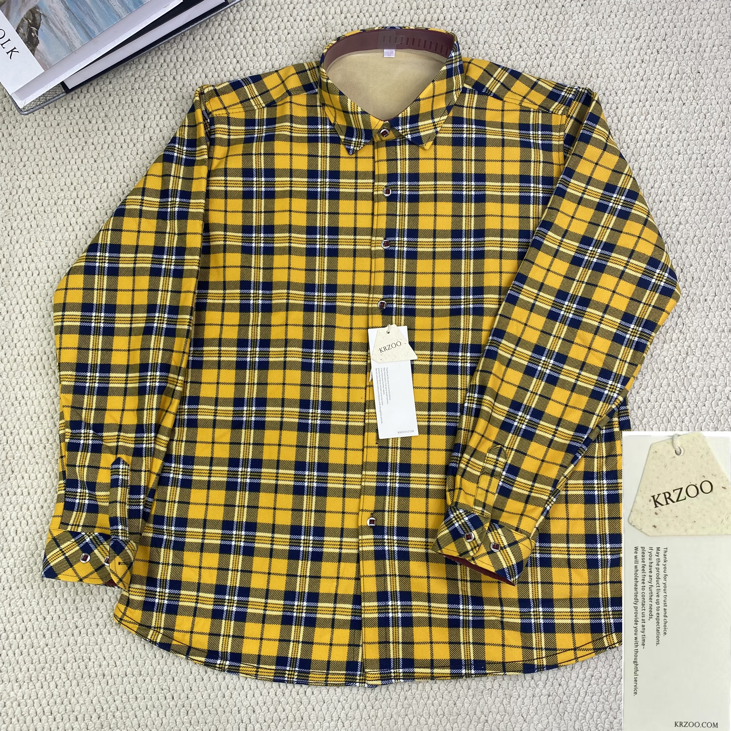 High street check casual loose-fitting shirt