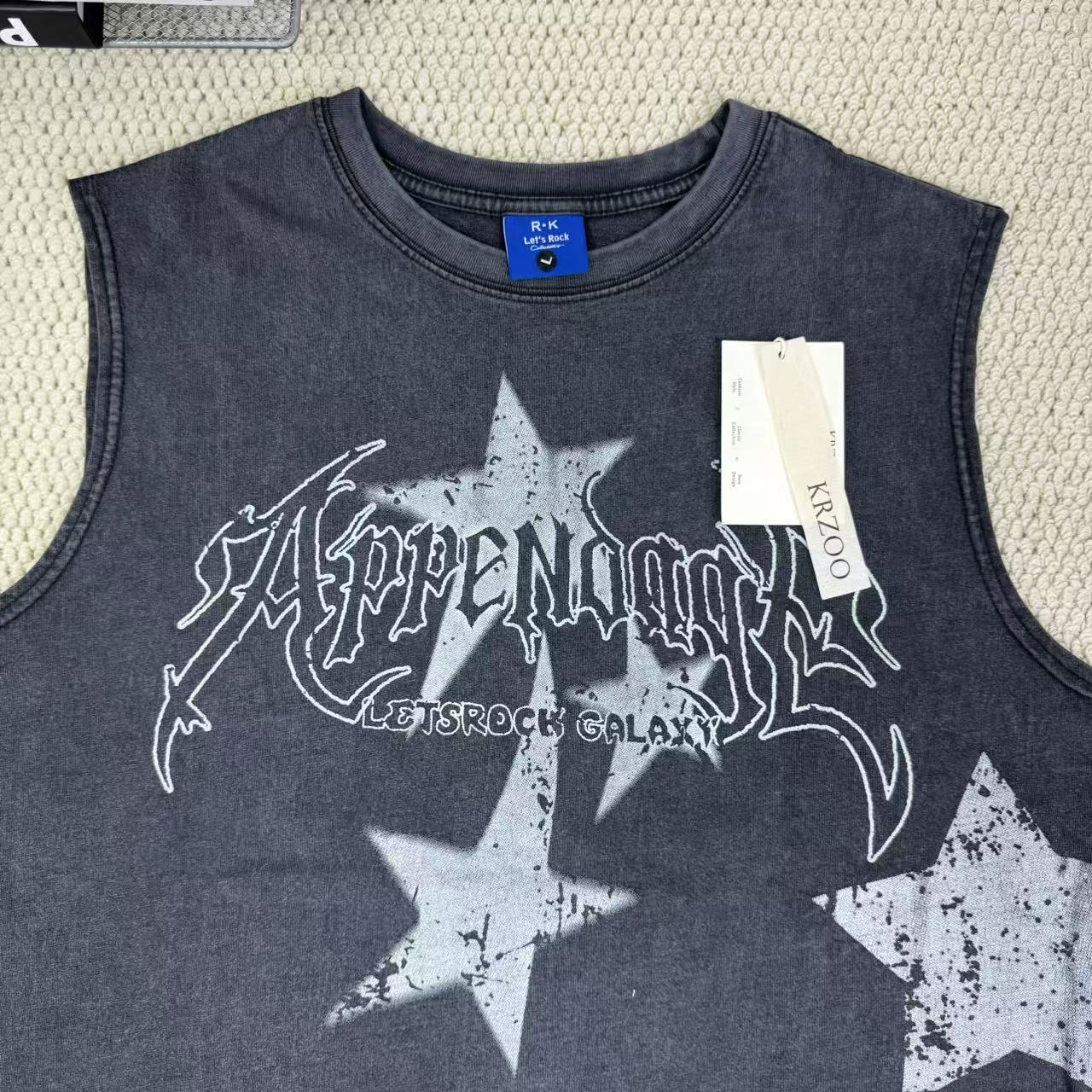Star-shaped letter printed short-sleeved T-shirt