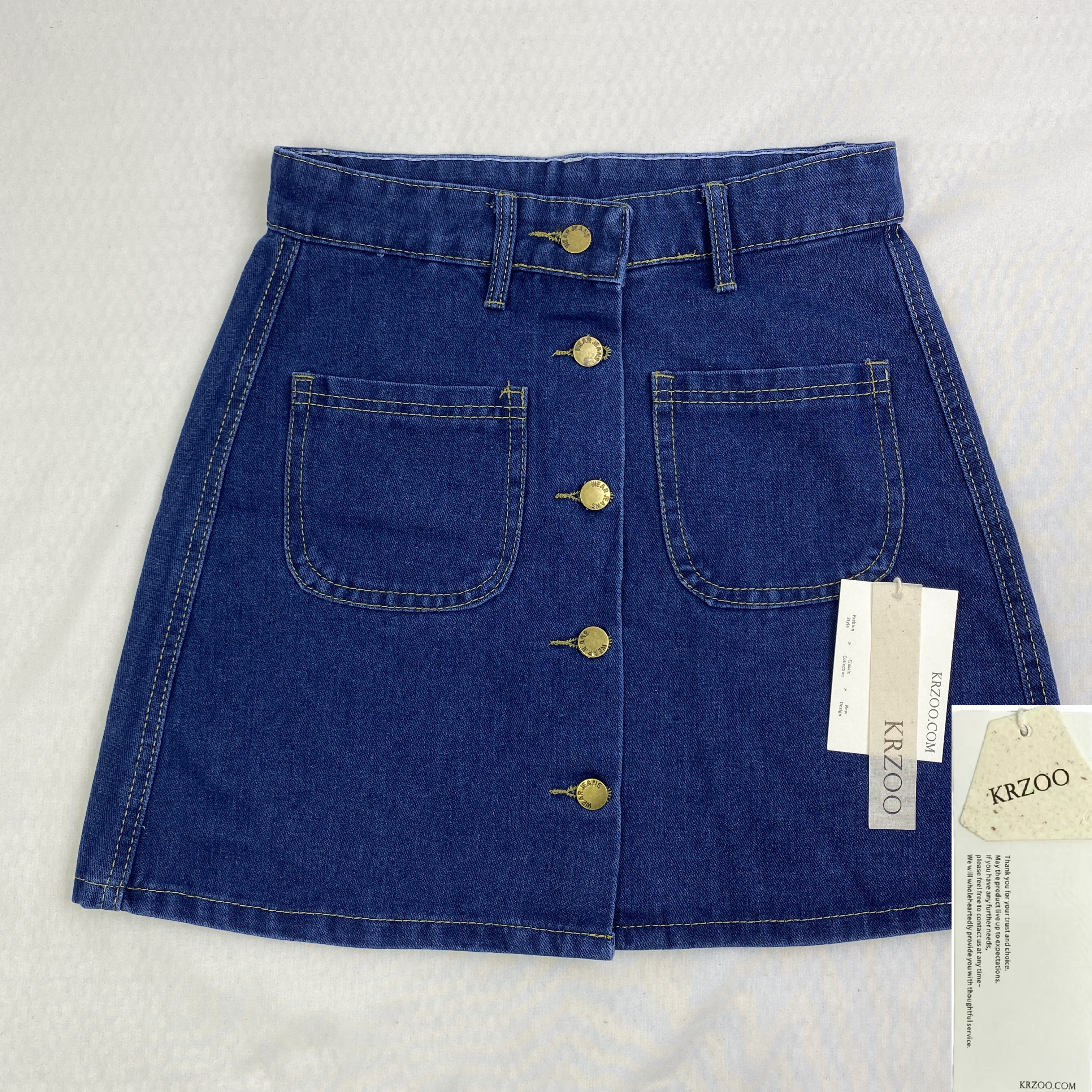Button-up high-waisted denim skirt