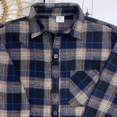 Japanese Retro Woolen Plaid Shirt
