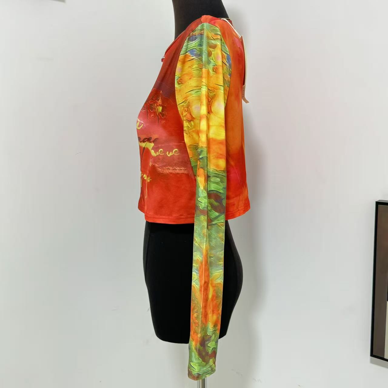 Cropped Slim-Fit Printed T-Shirt