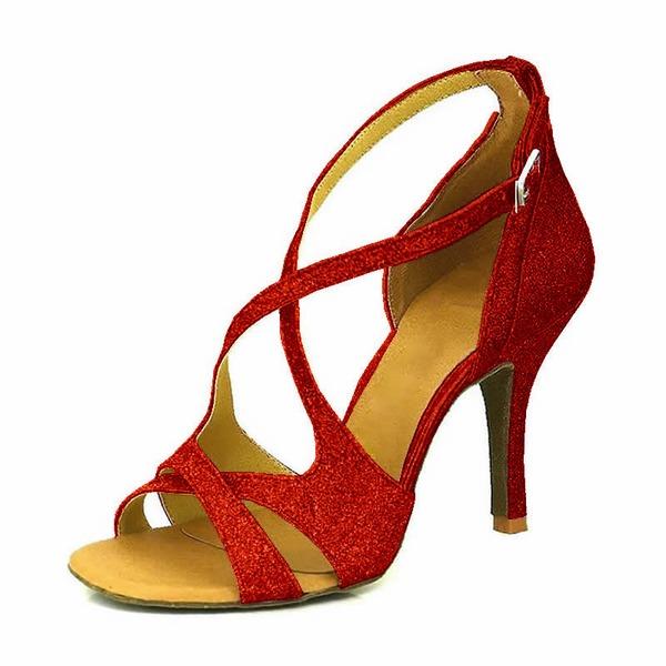 Women's Sparkling Glitter Customized Heel Latin Shoes Ballroom Dance Shoes