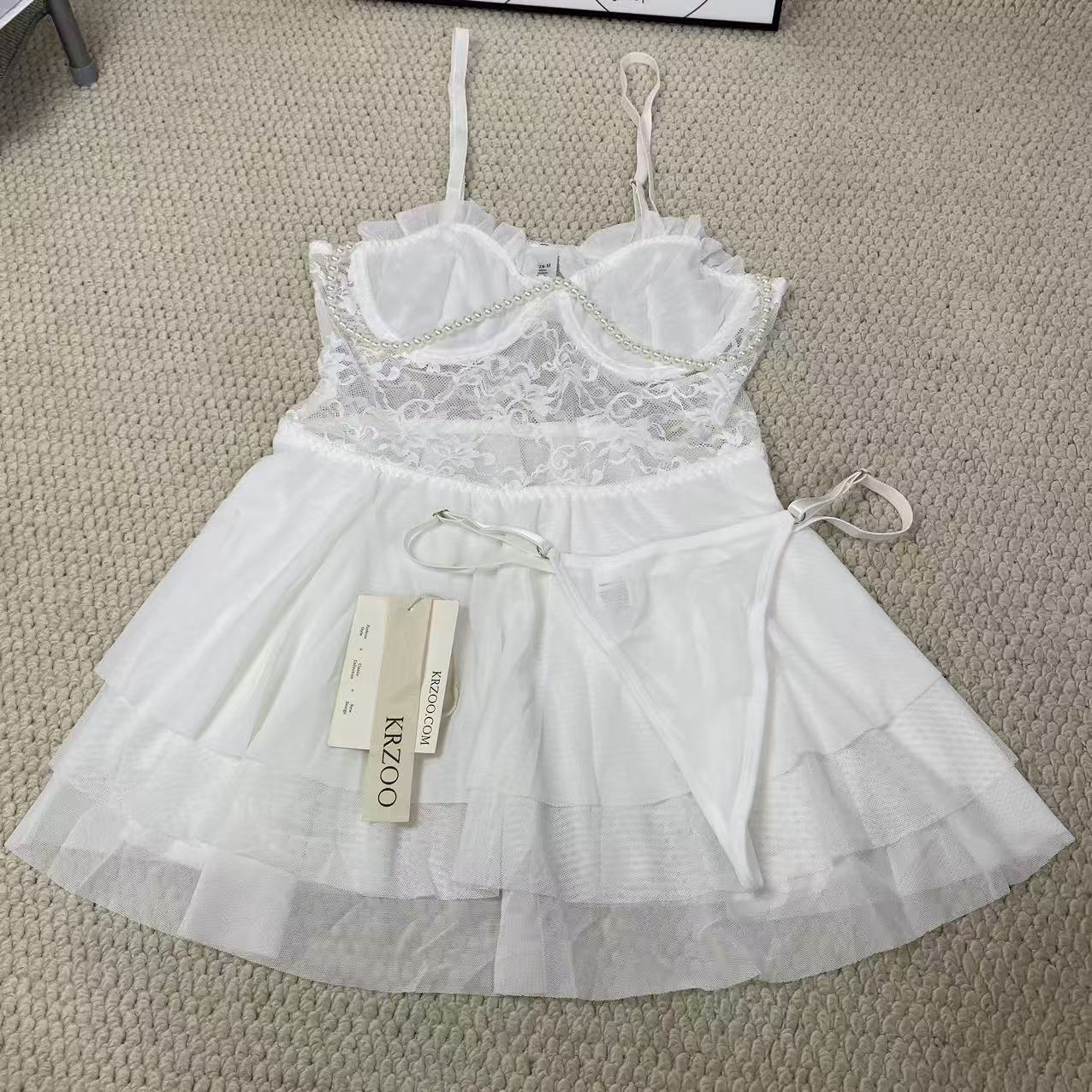 French-style lace halter dress set