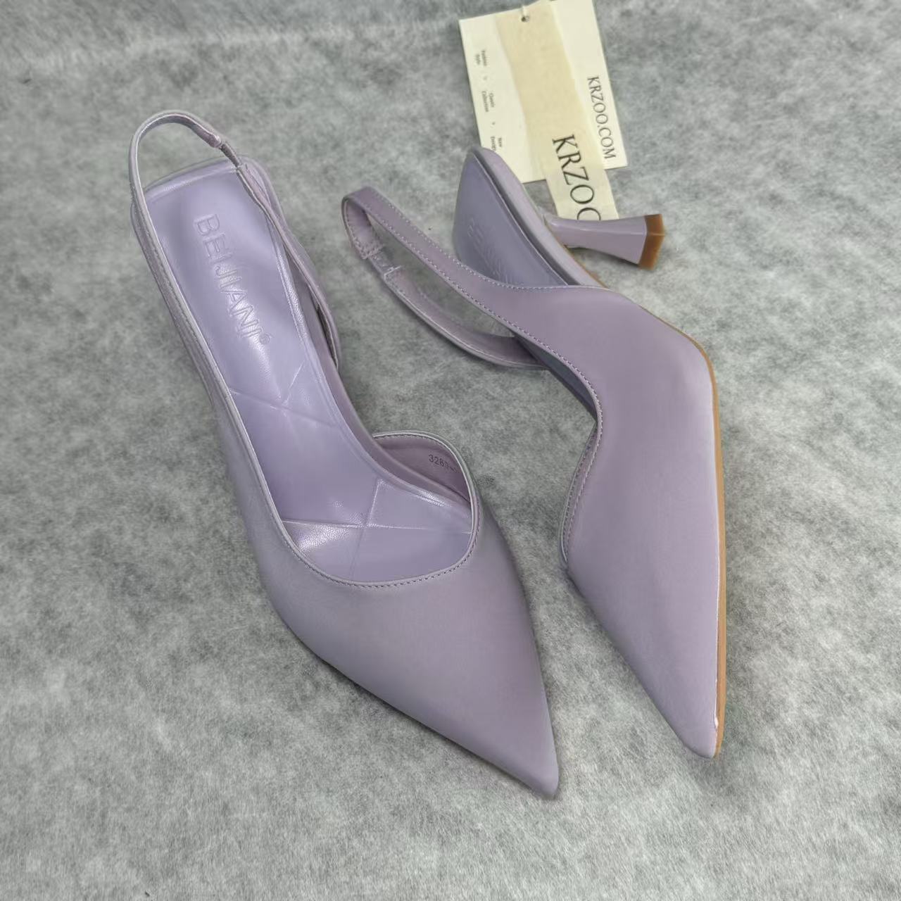 Baotou low-heeled pointed-toe high-heeled shoes
