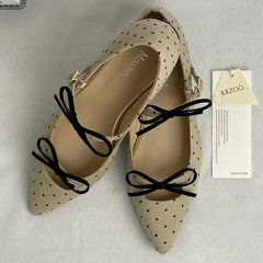 Dot pattern bow-top low-cut shoes