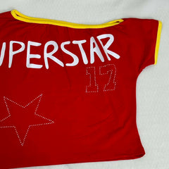 Stitched diamond lettered fitted top