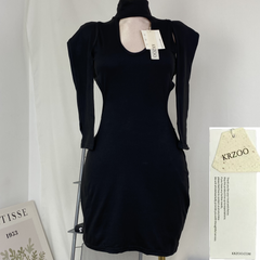 Open-necked, form-fitting, short dress