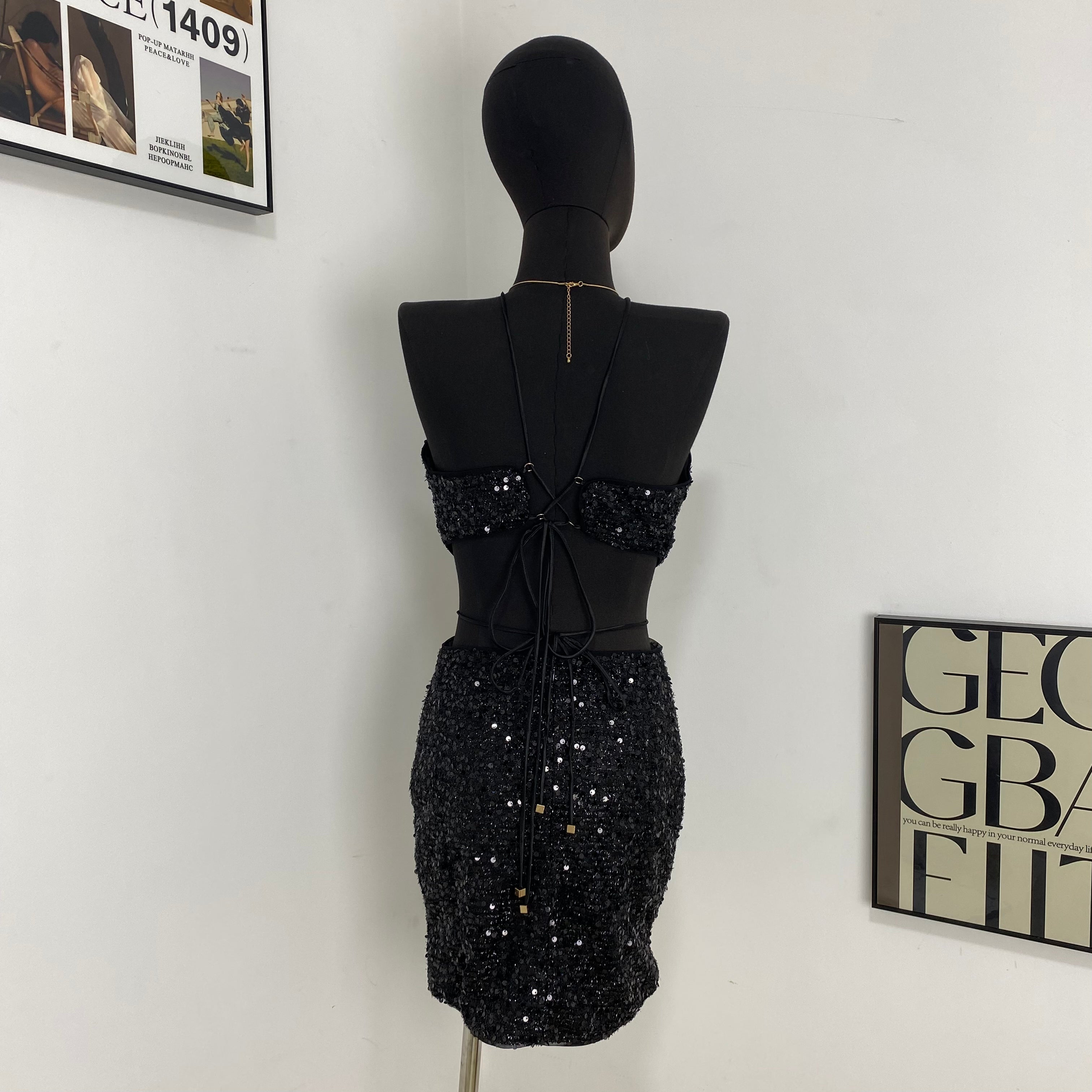 Backless Sequined Dress