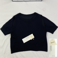 Front shoulder knitted short-sleeved shirt