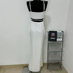 Backless halter-neck solid-color dress