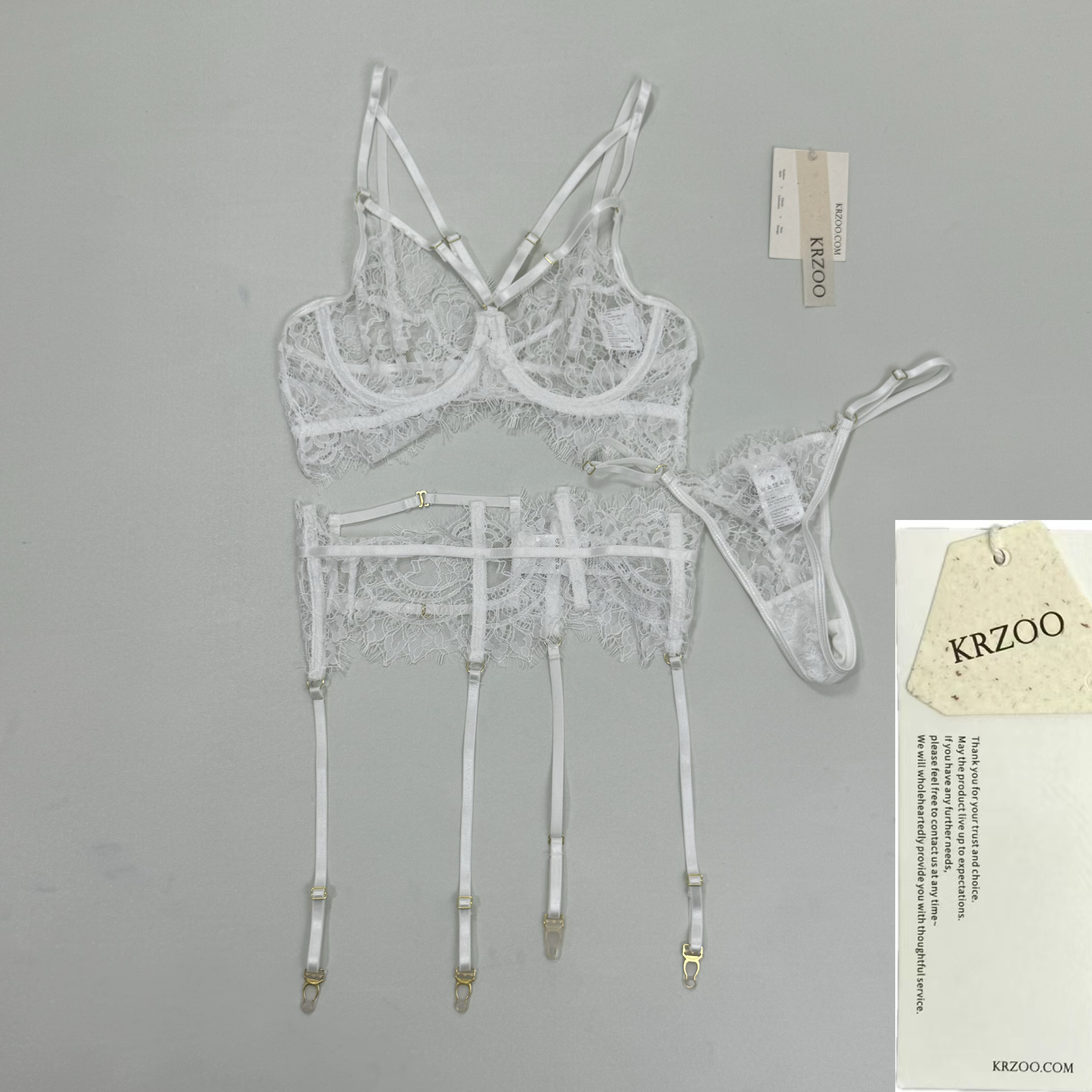 Lace ultra-thin lingerie set of three pieces