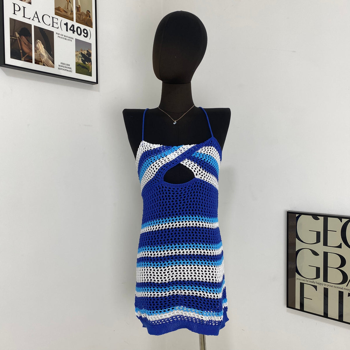 Striped Backless Maxi Dress