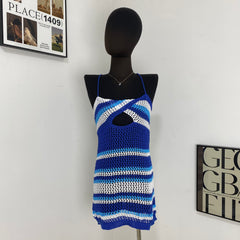 Striped Backless Maxi Dress