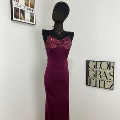 Strapless Sequined Satin Dress