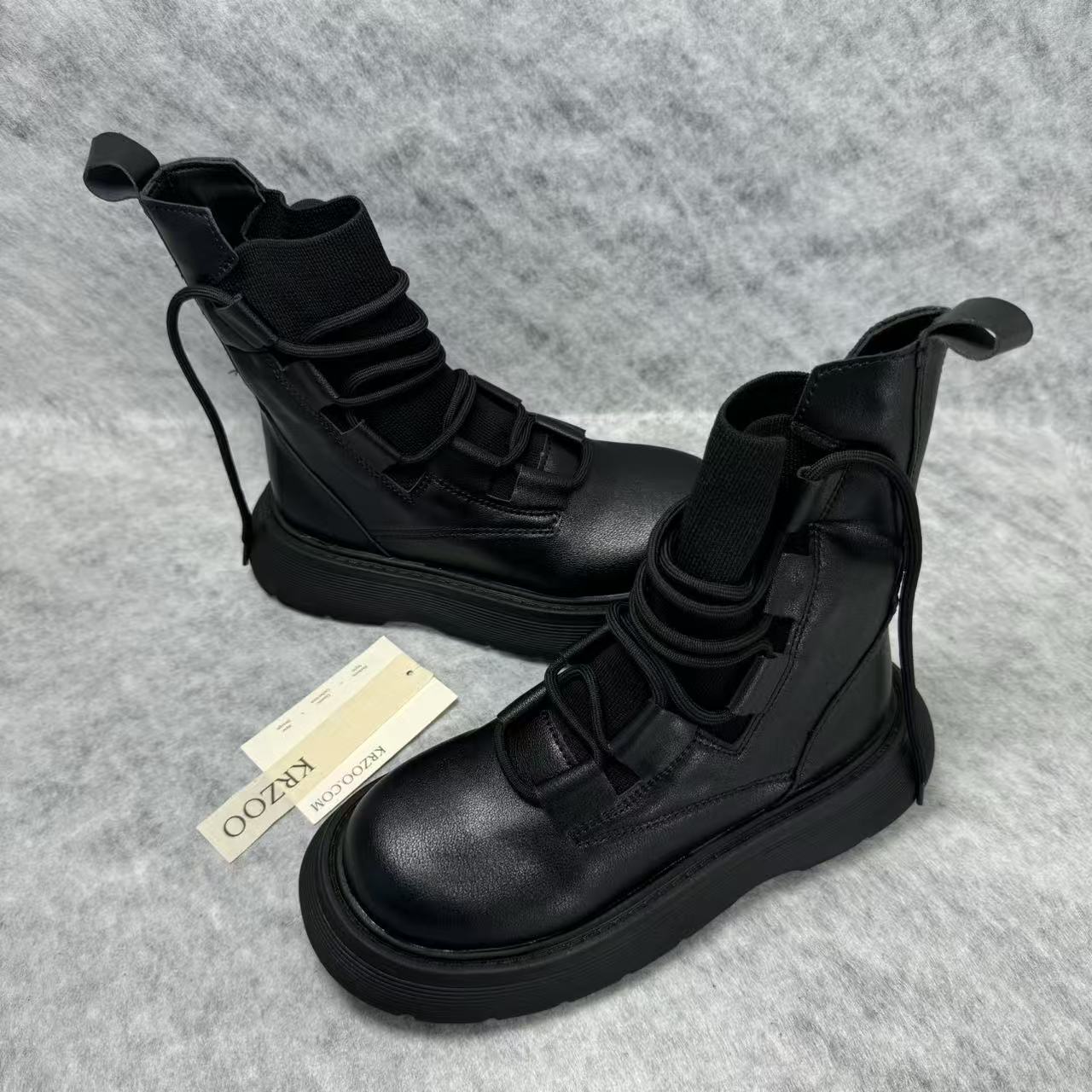Knitted patchwork Martin ankle boots