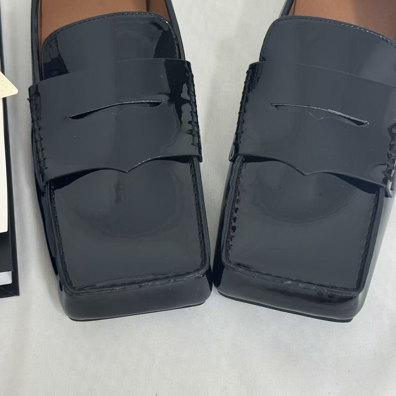 Slip-On Square-Toed Leather Shoes