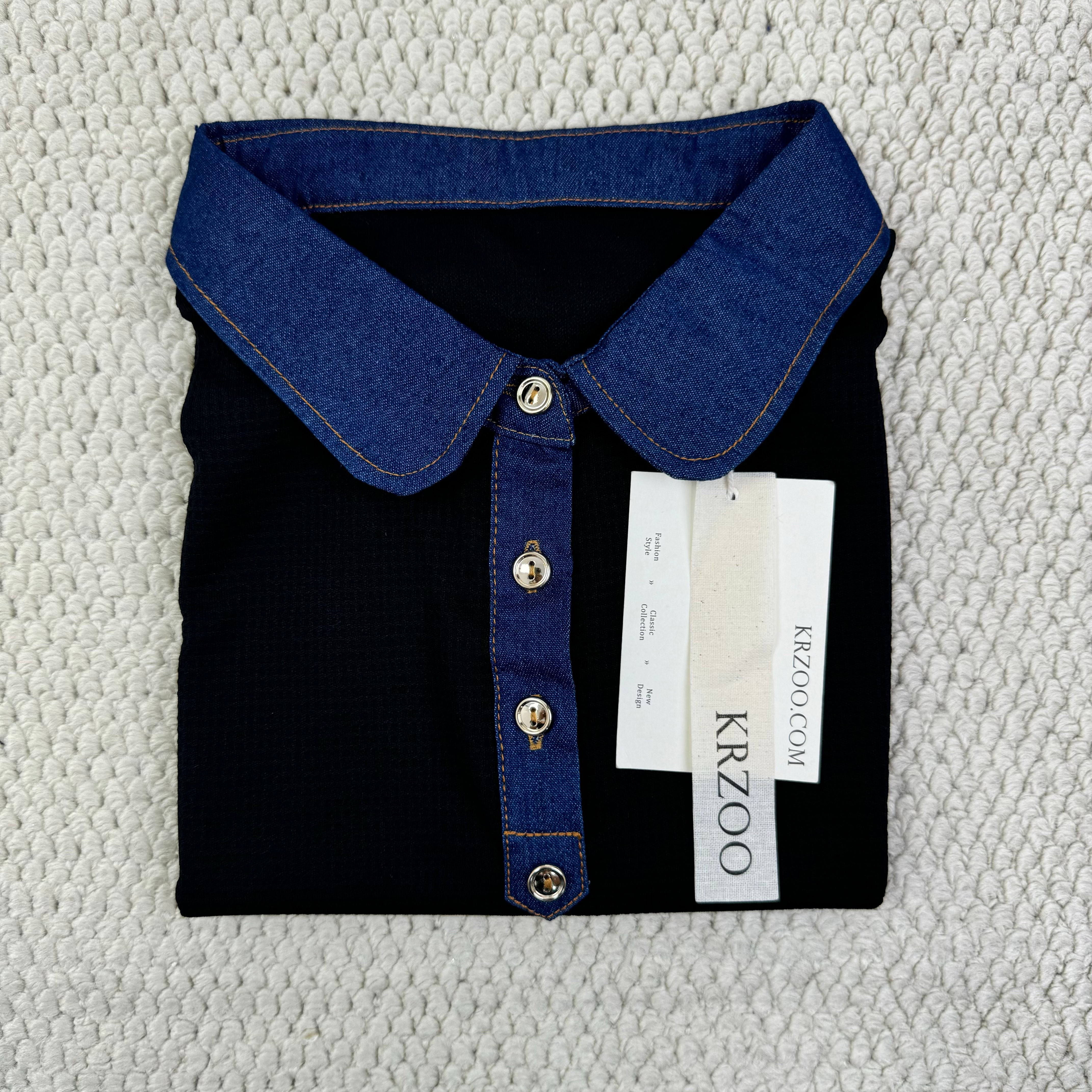 Fake collar waffle shirt