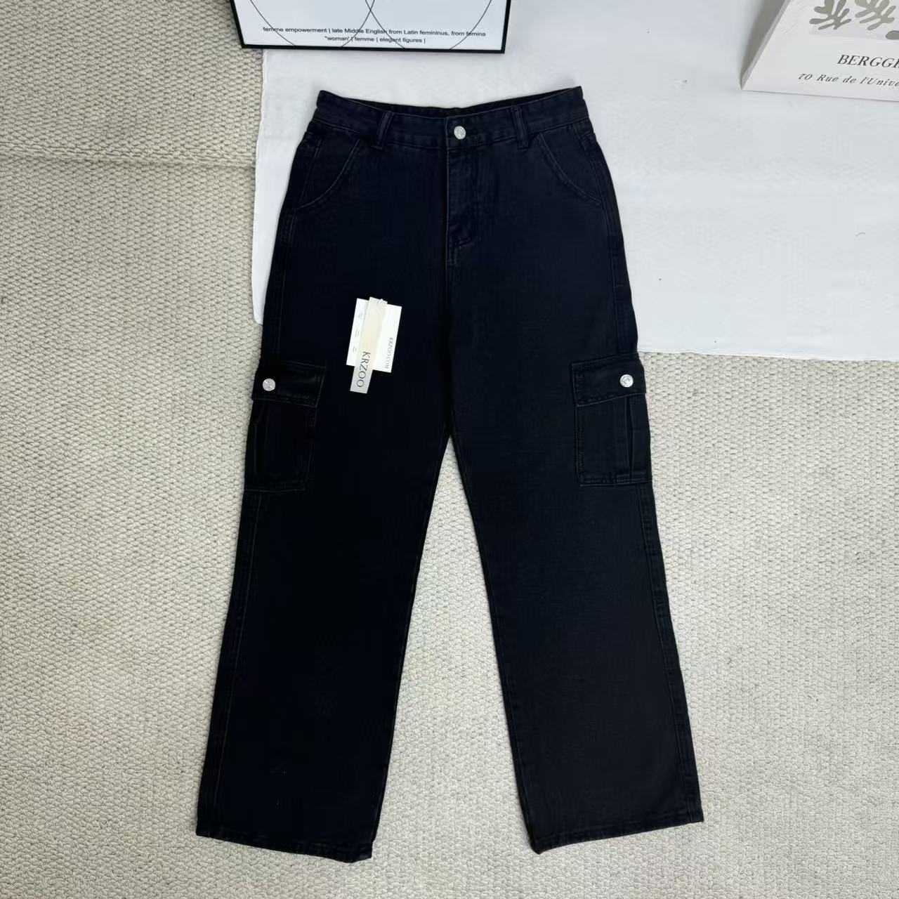 Stacked Straight-Leg Cargo Pants