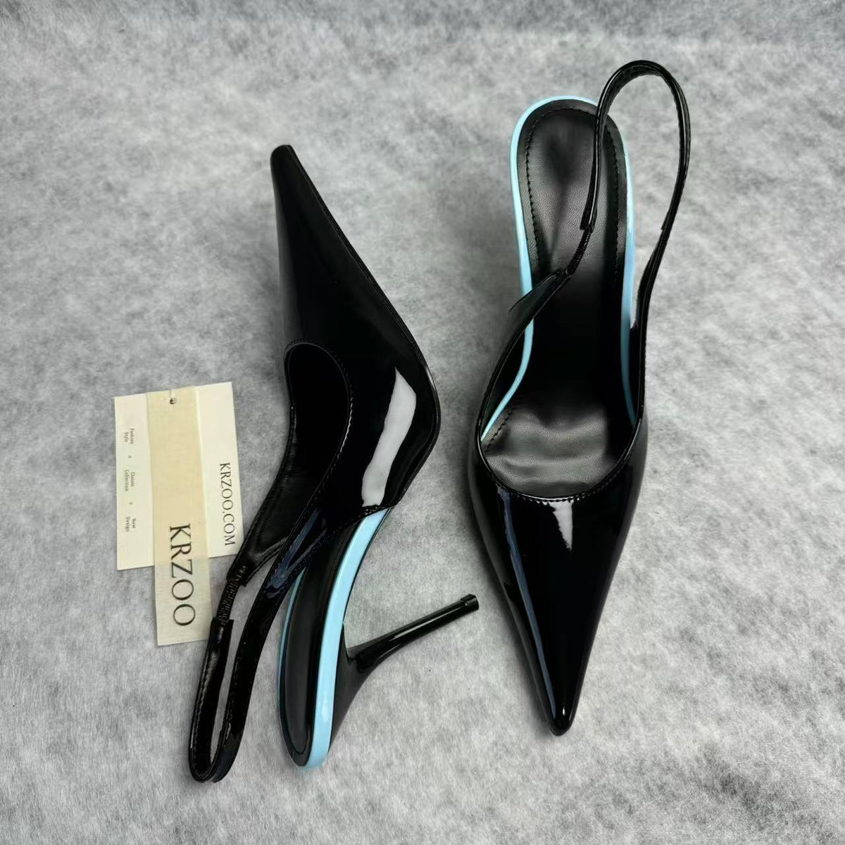 Leather upper low-heeled pointed-toe high-heeled shoes