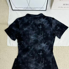 Niche-Style Ruched Slim-Fit Dress