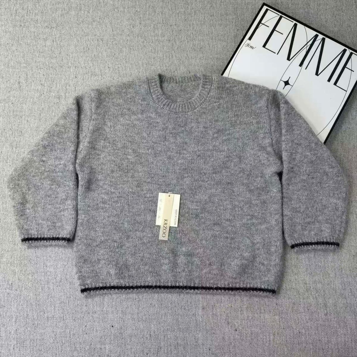 Wool blend pullover knit sweater