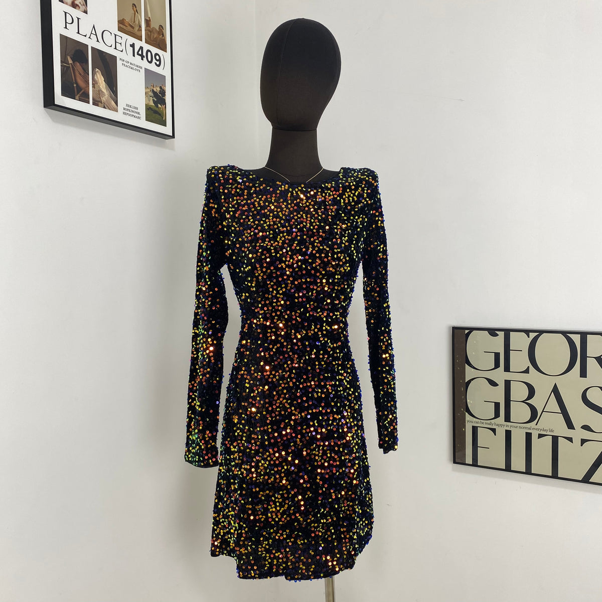 Backless Sequined Elegant Dress