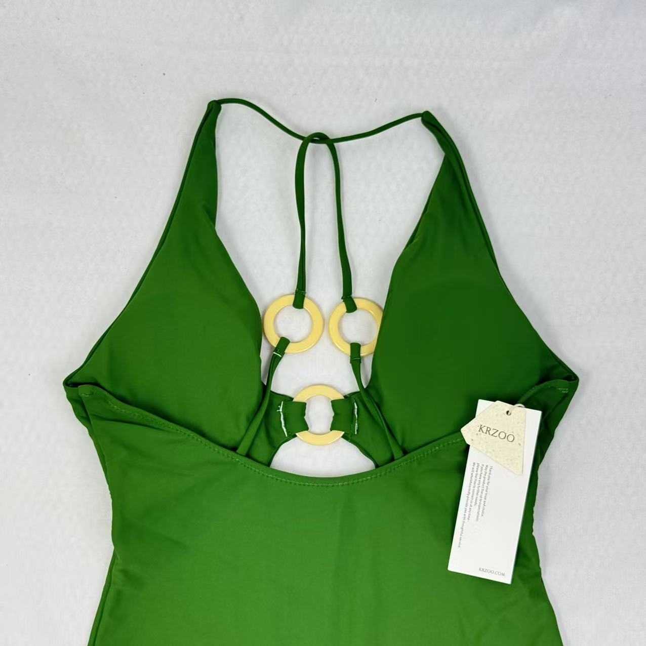 Shaping V-neck revealing-back swimming suit