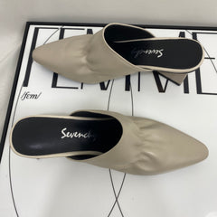 Soft Leather Closed-Toe Slippers