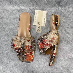 Water droplet loafers with thick heels