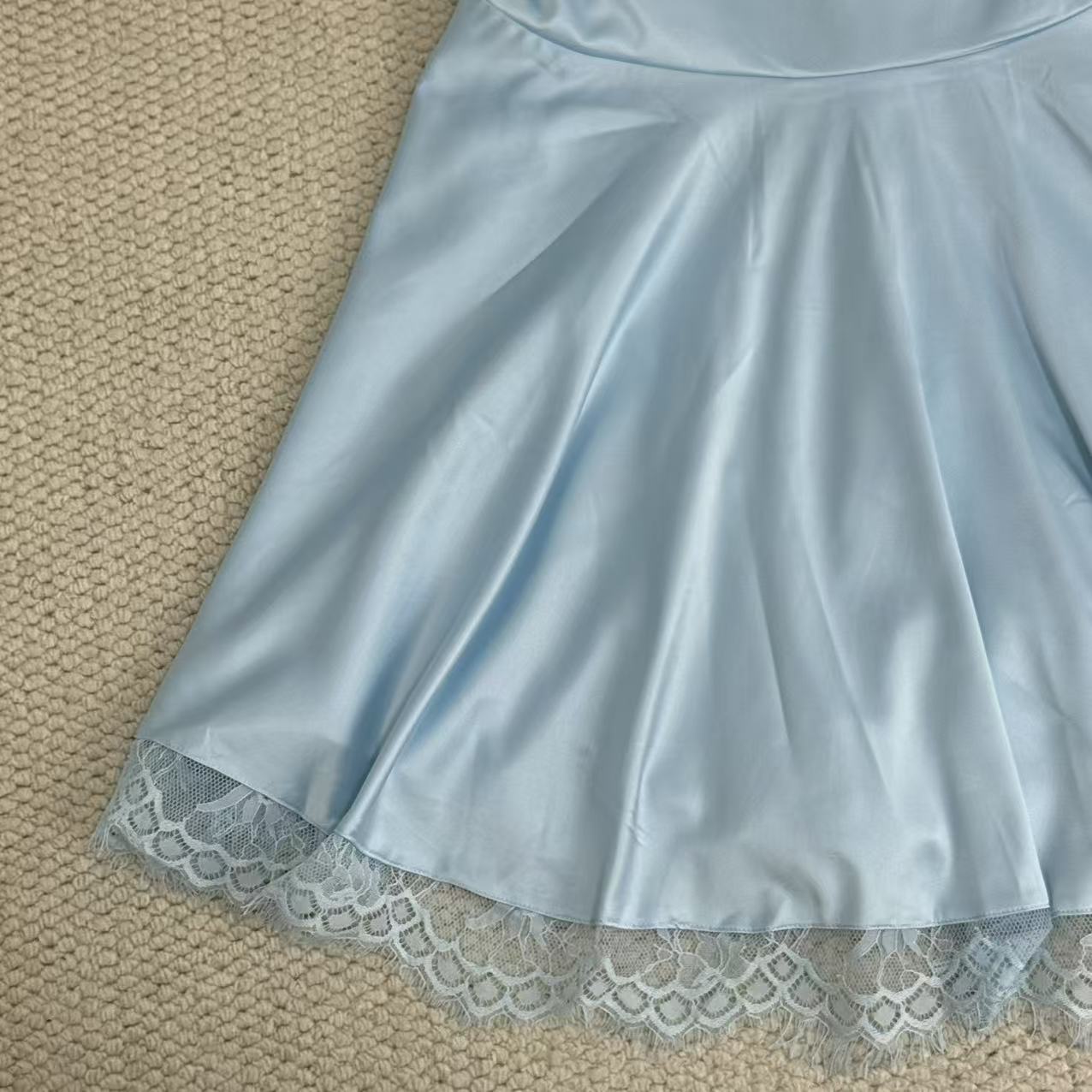 Lace-Trimmed Square Neck Dress