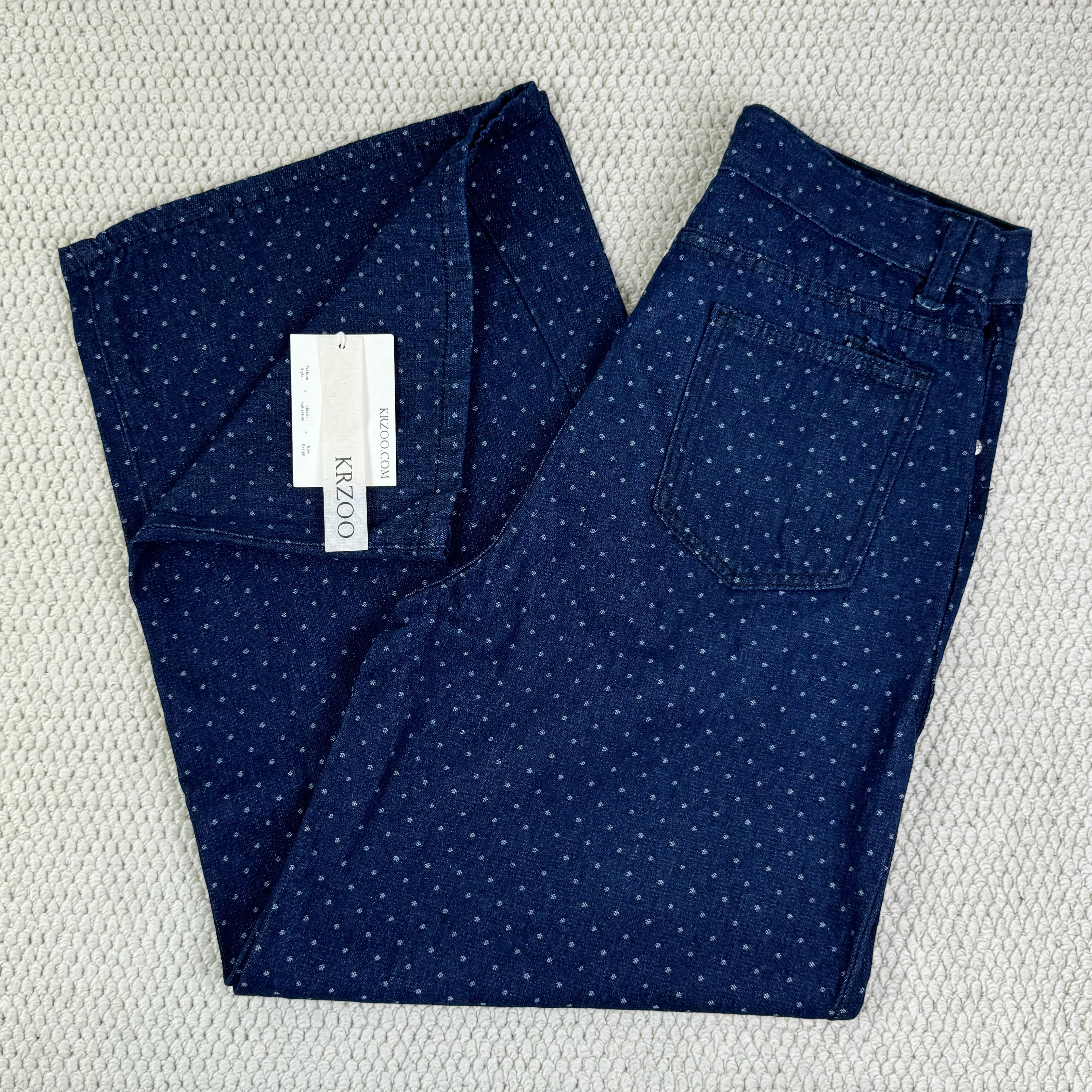 Blue dotted elongated paratrooper pants