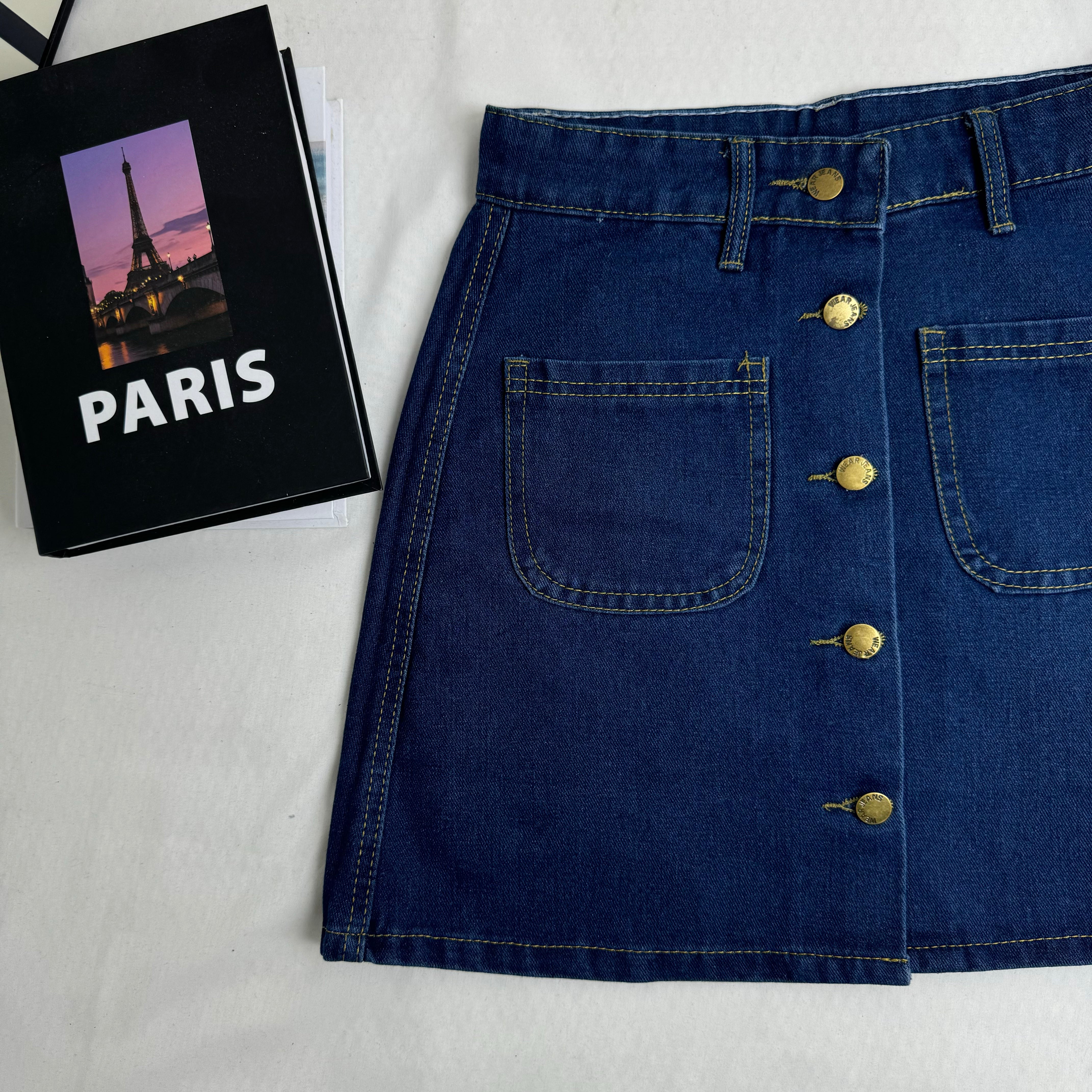 High-Waisted Button-Front Skirt