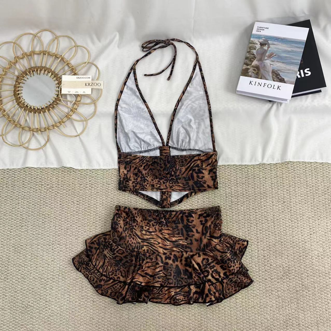 Halter-Neck Leopard Print Dress