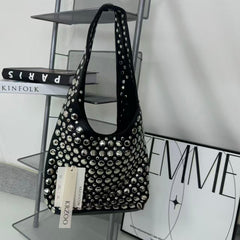 Punk rivet-studded matte shoulder bag