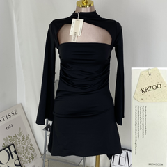 Openwork trumpet-shaped pleated dress