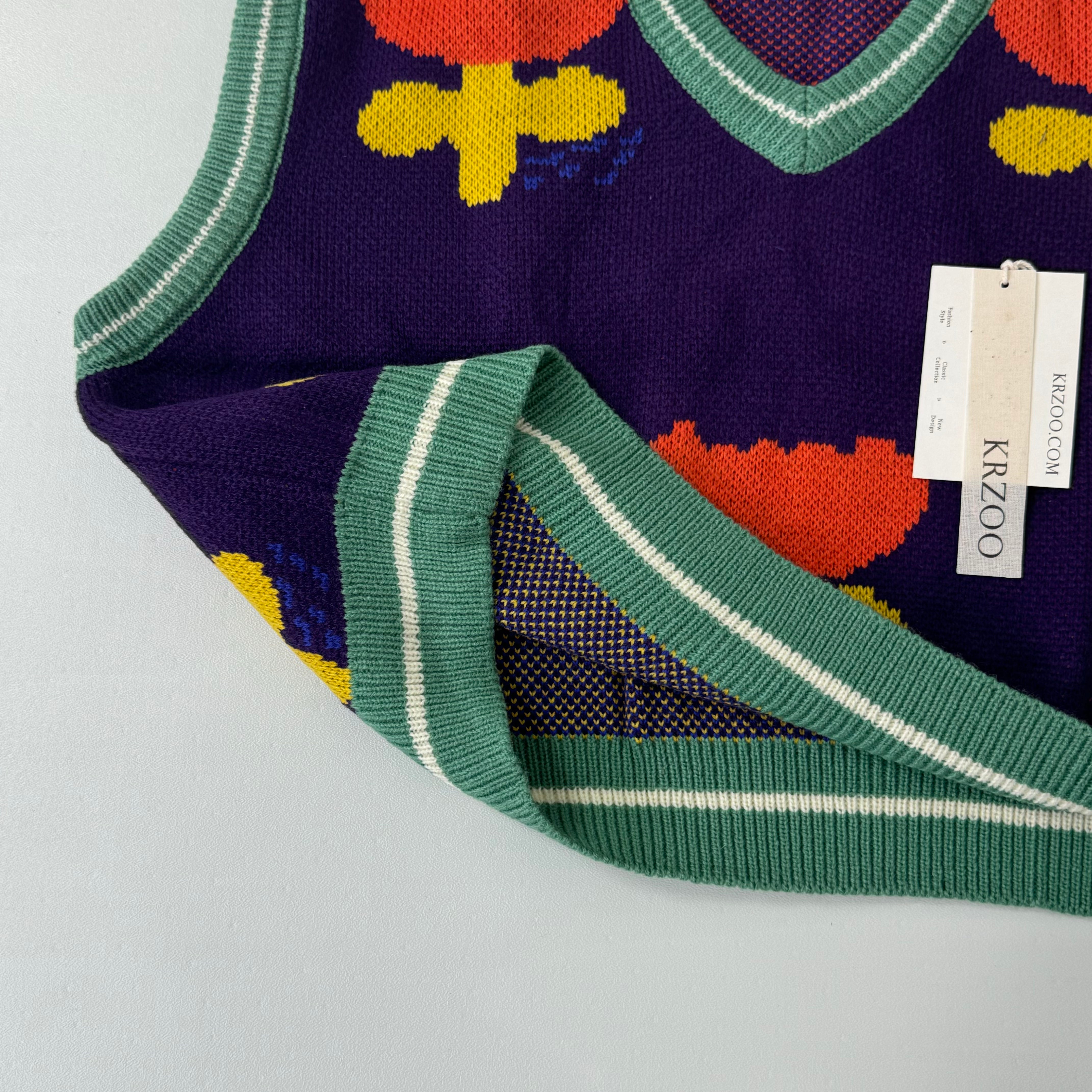 Purple embroidered sweater vest